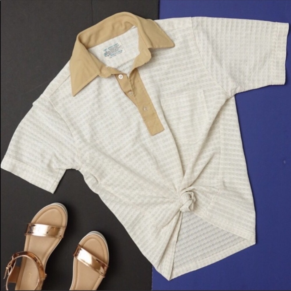 EUC Vintage 70s Knit Collared Short Sleeve Shirt